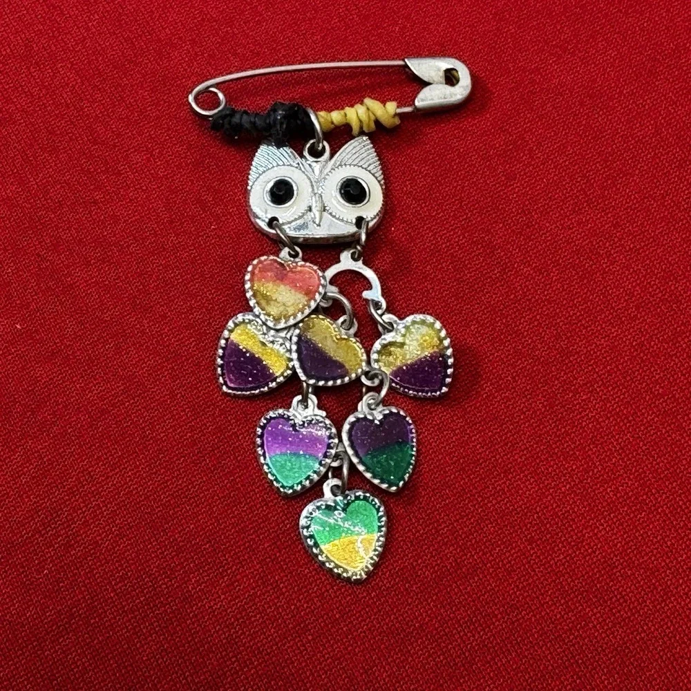 Colorful Owl‎ Safety Pin Brooch